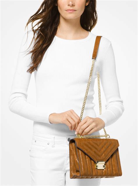 michael kors whitneu|michaelkhorsbeigecolorleatherquiltedlookchainandleatherstrap.